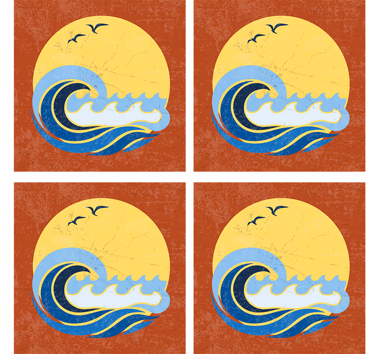 Underlag nerdete solnedgangsbølger design - Tenstickers