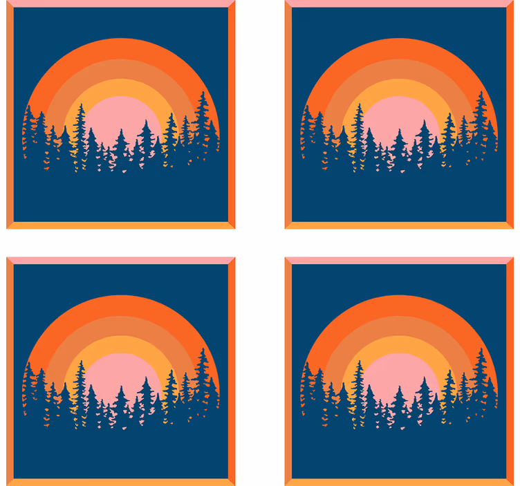 Underlag moderne lagdelt solnedgangskog - Tenstickers