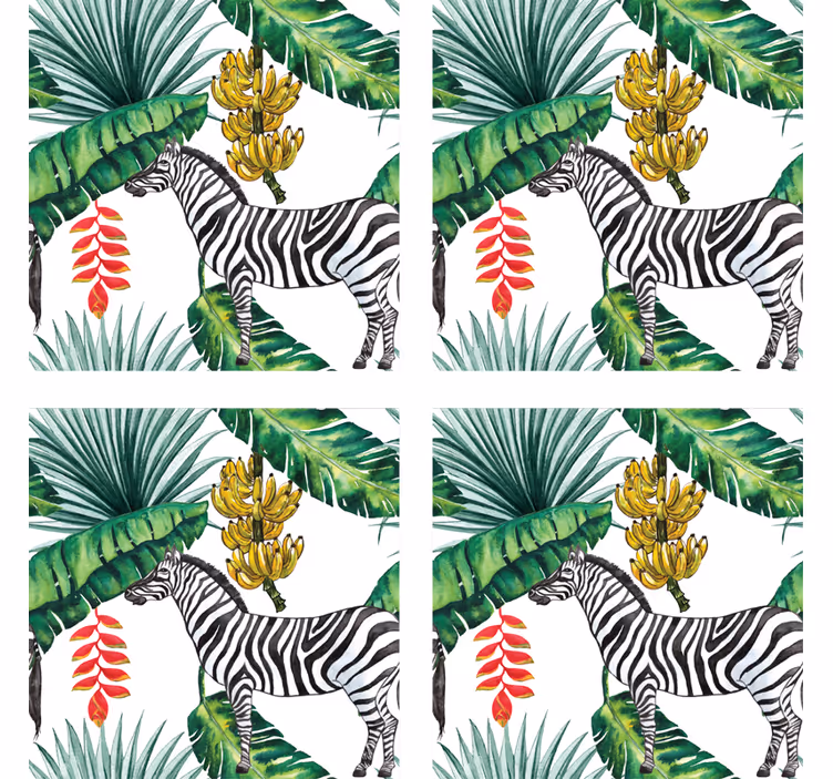 Zebra og tropisk beplantning underlag nerdete - Tenstickers