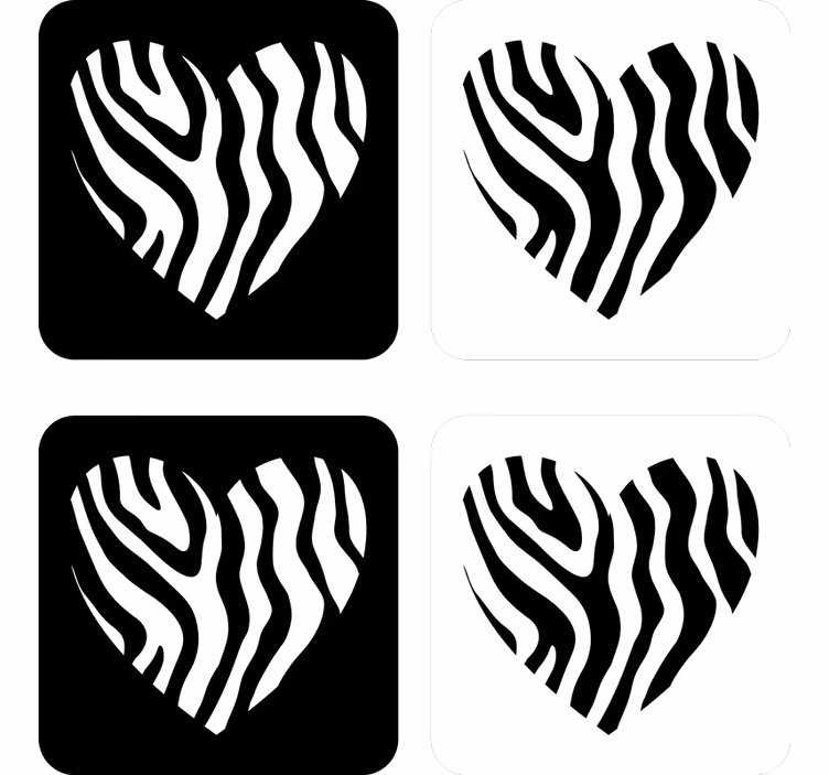 Underlag nerdete zebra mønster hjerteformet - Tenstickers