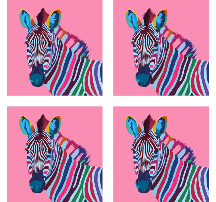Sebra pop art sebra coaster - Tenstickers