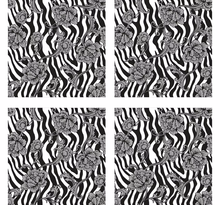 Zebra blomster mønster underlag - Tenstickers