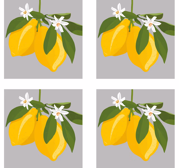 Underlag moderne gule sitroner med blader - Tenstickers