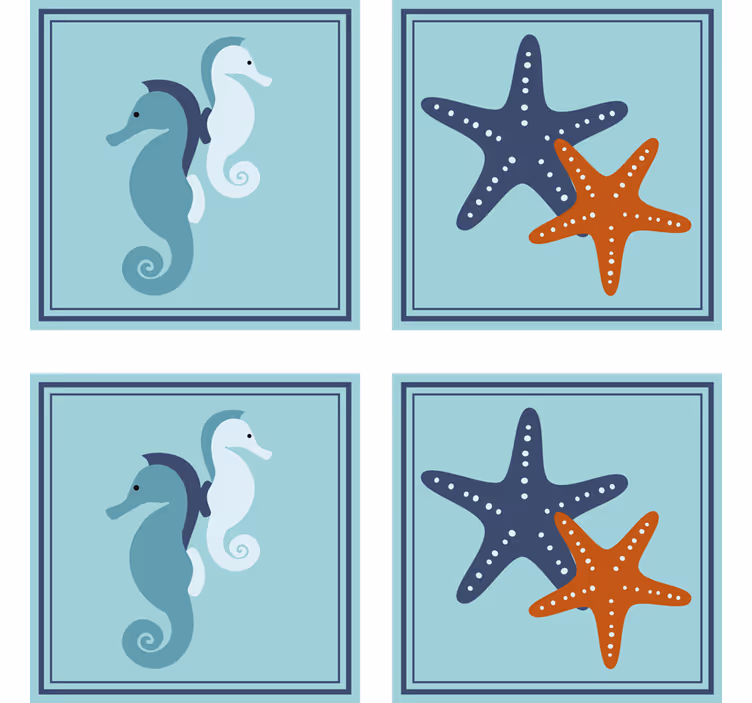 Vintage underlag sjøhest og sjøstjerne mønster - Tenstickers