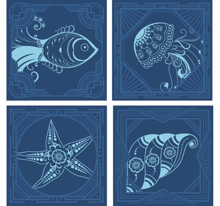 Dekorative sjølivsfliser marine livunderlag - Tenstickers