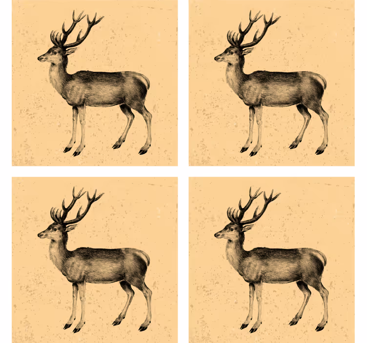 Underlag øl vintage hjorteillustrasjon - Tenstickers