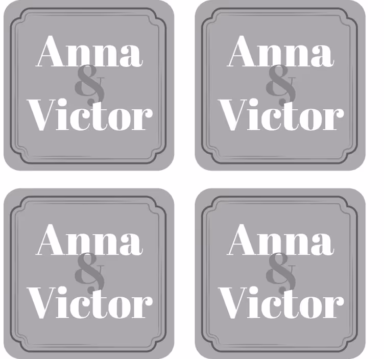 Underlag bryllup med tilpassede initialer - Tenstickers