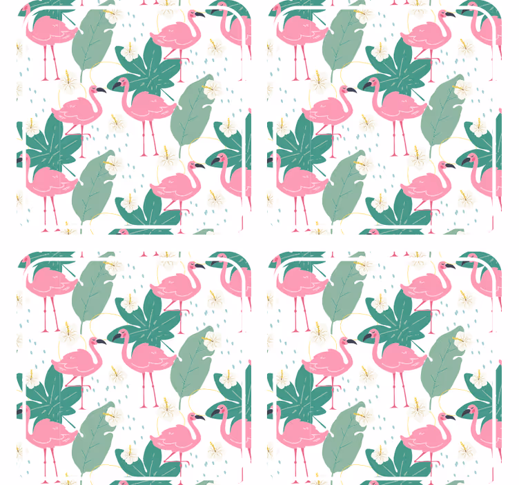 Flamingo mønster med blader underlag nerdete - Tenstickers