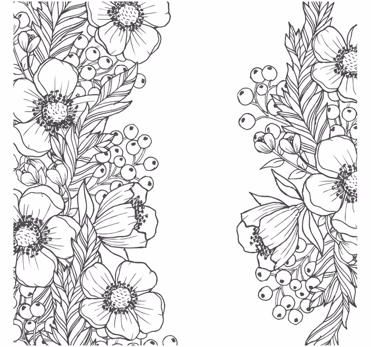 Floral outline patterns underlag - Tenstickers
