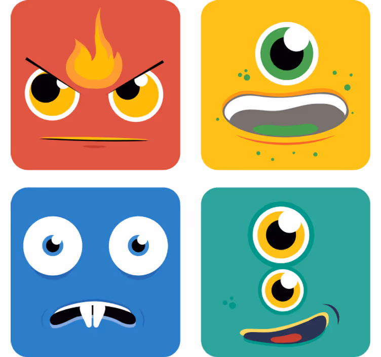 Fargerike monsteransikter underlag nerdete - Tenstickers