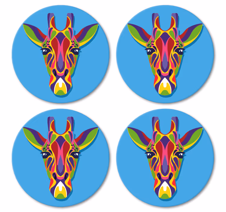 Flerfarget sjiraff fototapet moderne coasters - Tenstickers