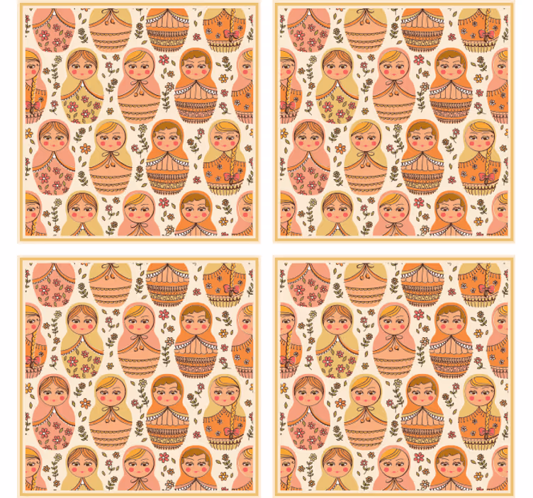 Underlag nerdete med fargerike matryoshka-dokker - Tenstickers