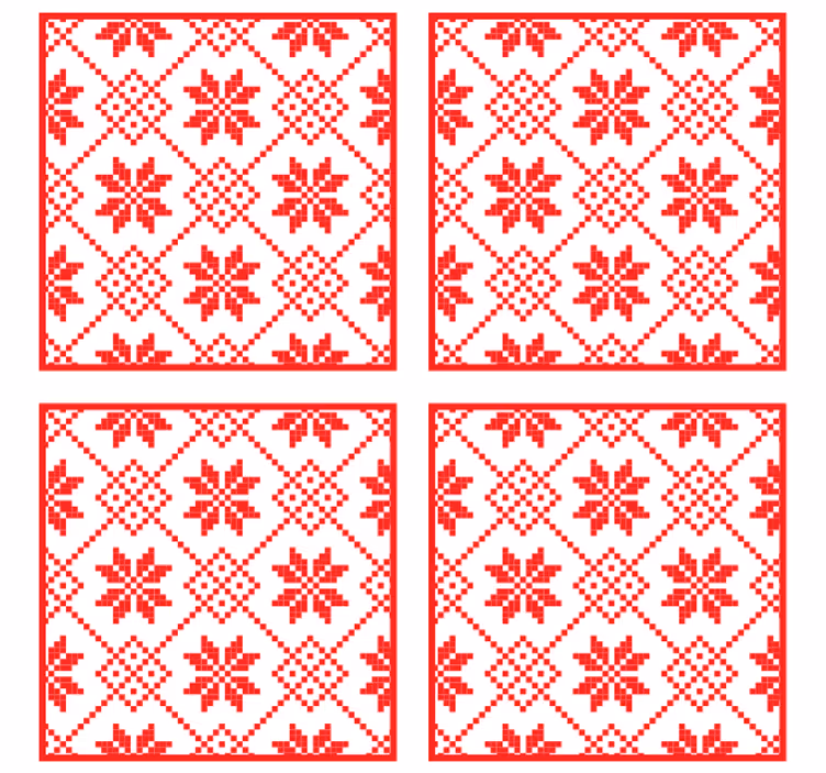 Rødt blomstermønster underlag jul - Tenstickers