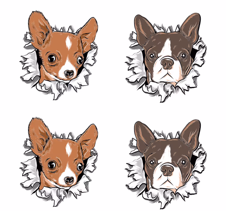Chihuahua og bulldog ansikter underlag nerdete - Tenstickers