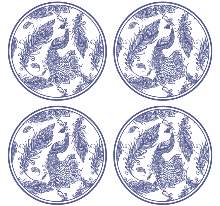 Delftware påfuglfliserunderlag - Tenstickers