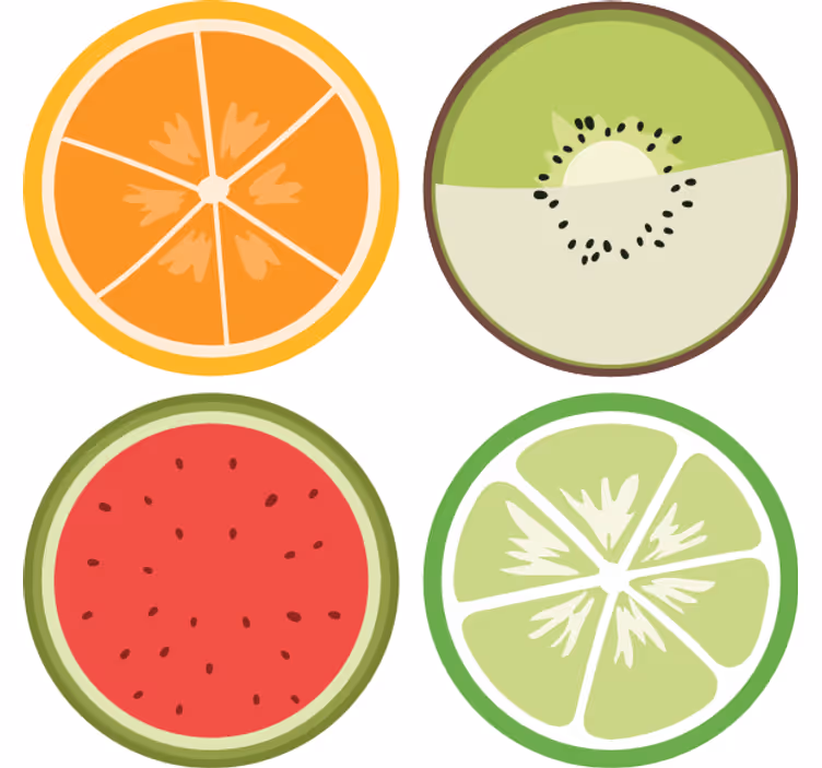 Forskjellige frukter moderne coasters - Tenstickers