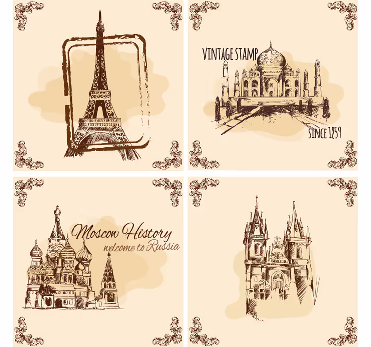 Elegante postkort vintage coaster - Tenstickers