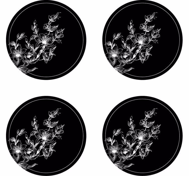 Floral linjekunst underlag - Tenstickers