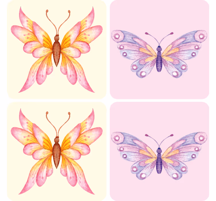 Vintage sommerfugler vintage coaster - Tenstickers