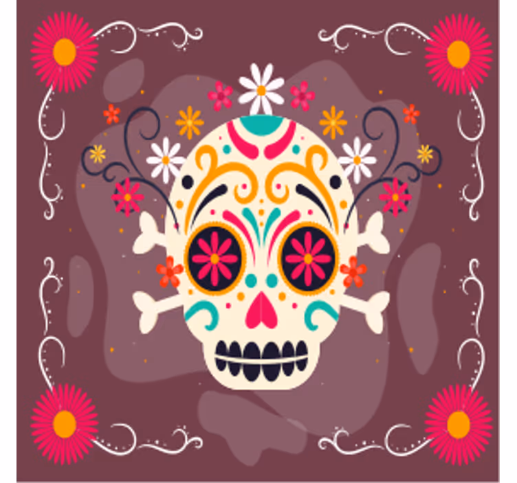 Halloween underlag med fargerikt hodeskallemotiv - Tenstickers