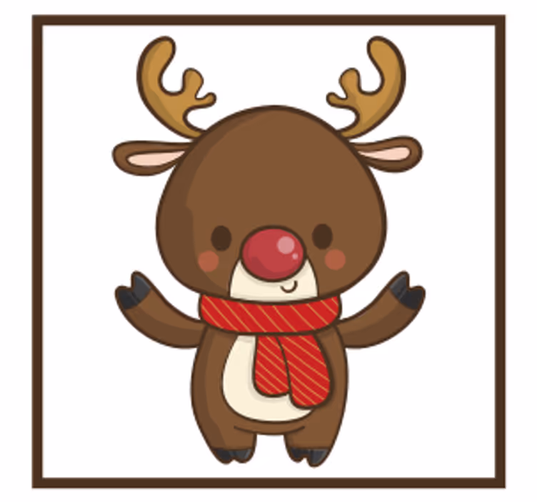 Underlag jul gledefulle reinsdyr med skjerf - Tenstickers