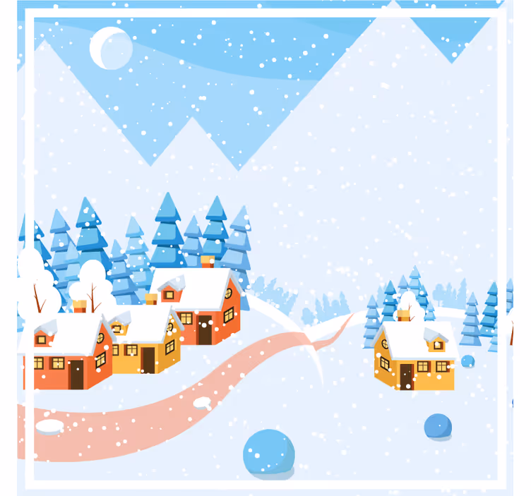Underlag jul snødekt landsby scene - Tenstickers