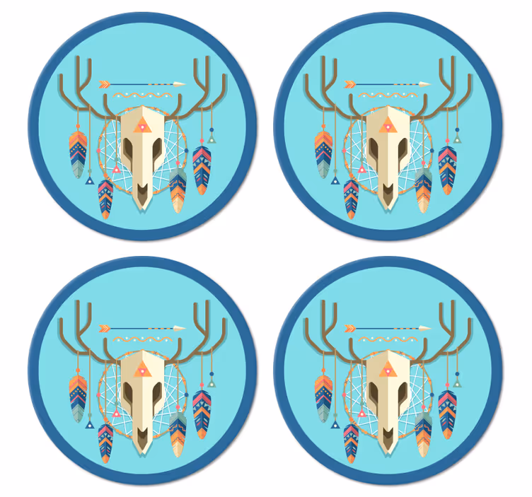 Skull boho stil moderne coasters - Tenstickers