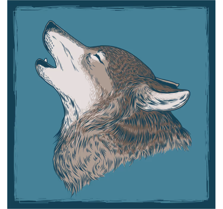 Vill ulv illustrasjon moderne coasters - Tenstickers