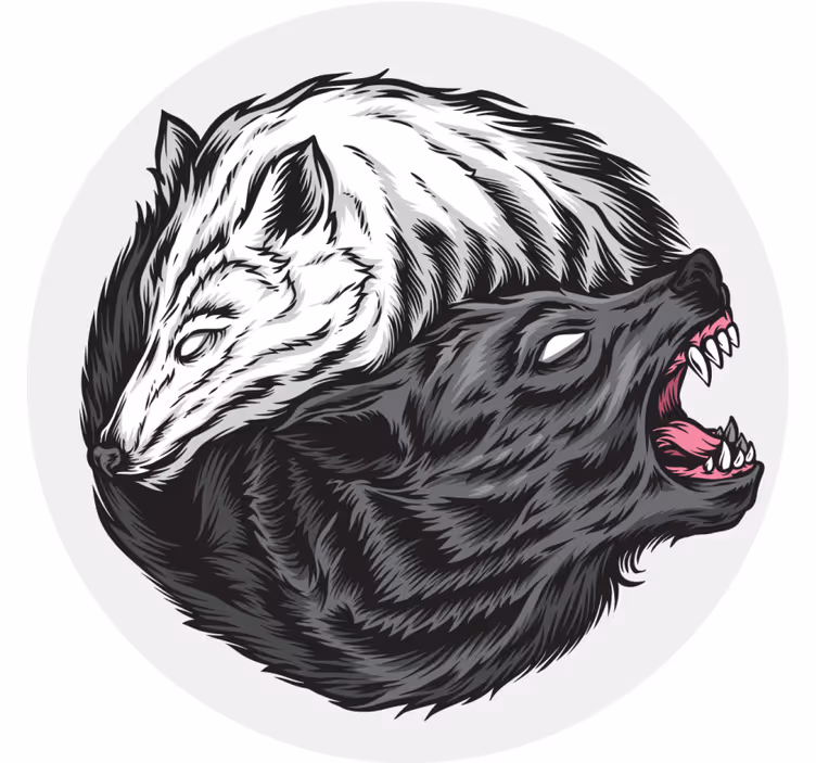 Yin yang ulv illustrasjon halloween coaster - Tenstickers
