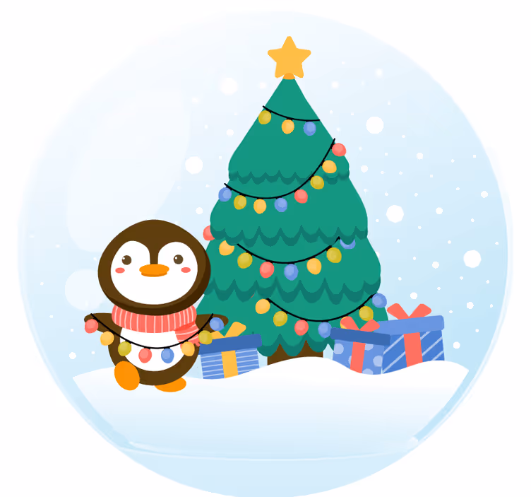 Underlag jul pingvin med juletre - Tenstickers