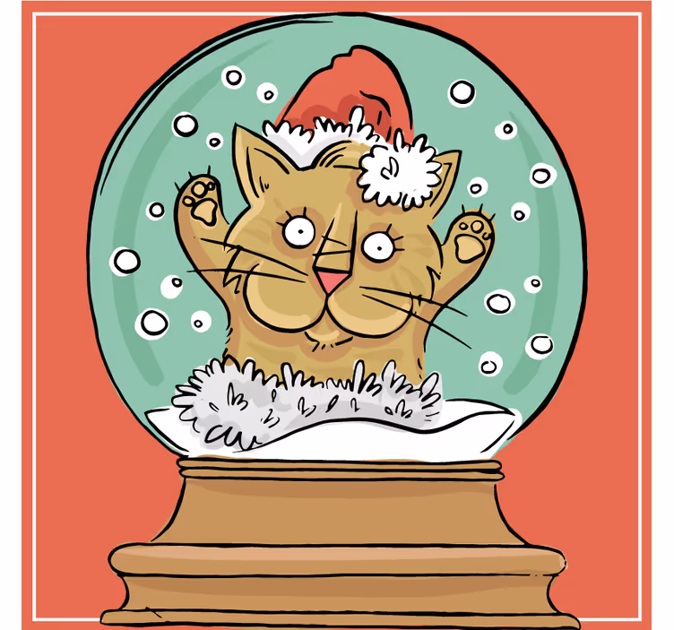 Underlag jul festlig katt snøkule - Tenstickers