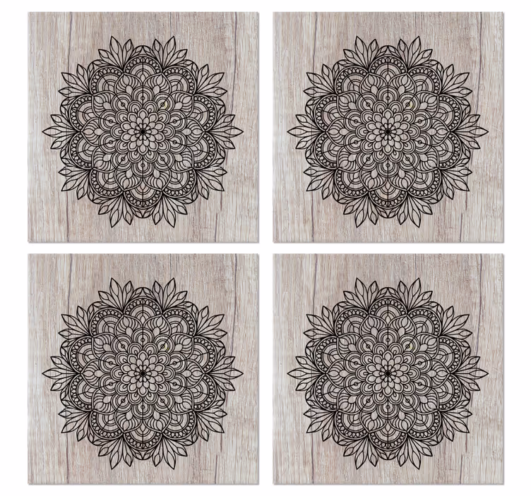 Svart mandala på vedfliser - Tenstickers