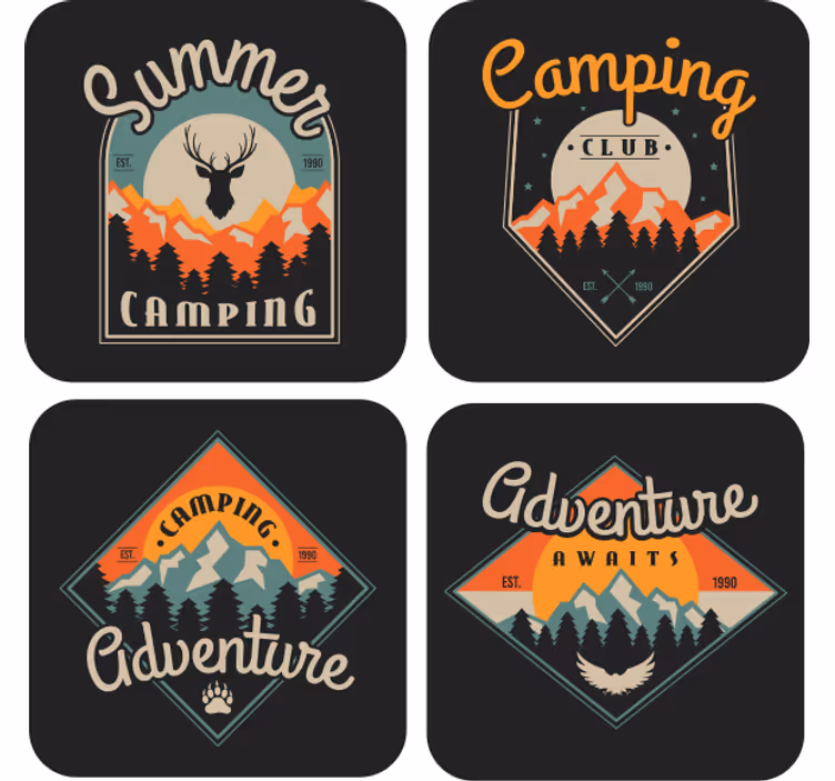 Vintage underlag campingeventyr grafikk - Tenstickers