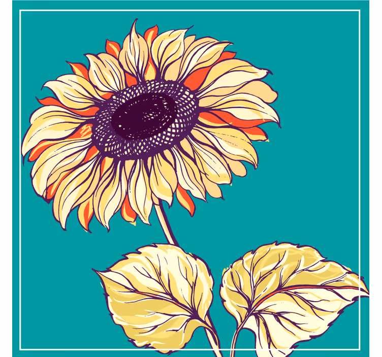 Underlag øl med livlig solblomstillustrasjon - Tenstickers