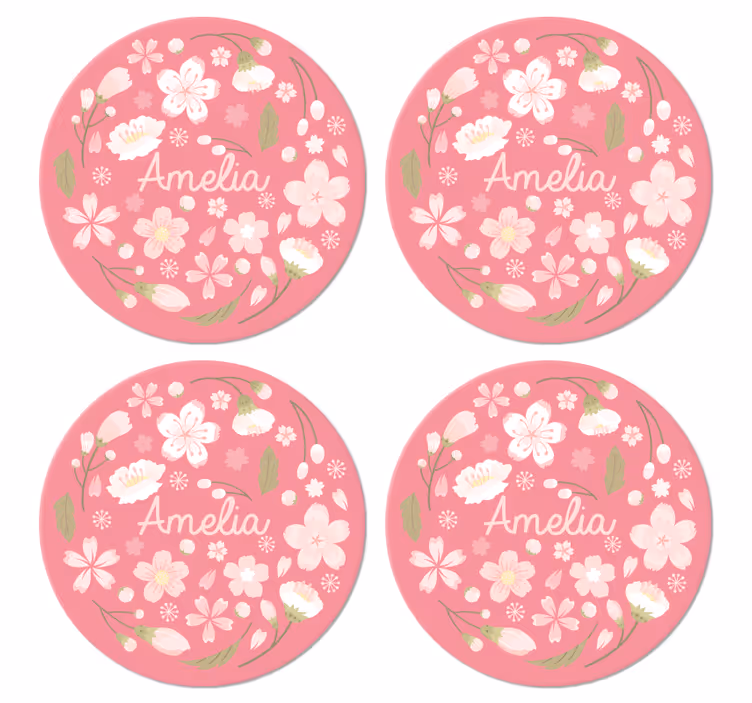 Kirsebærblomster med navn personlige glassbrikke - Tenstickers