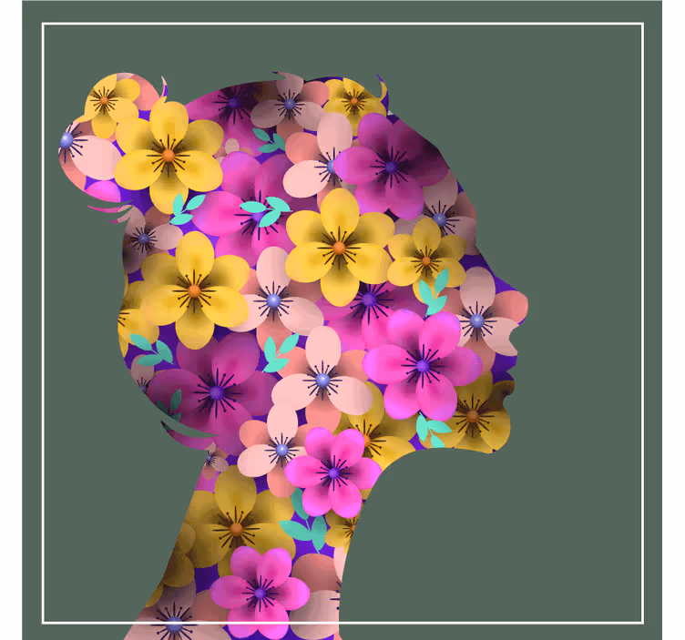 Underlag moderne blomster silhuett profil - Tenstickers