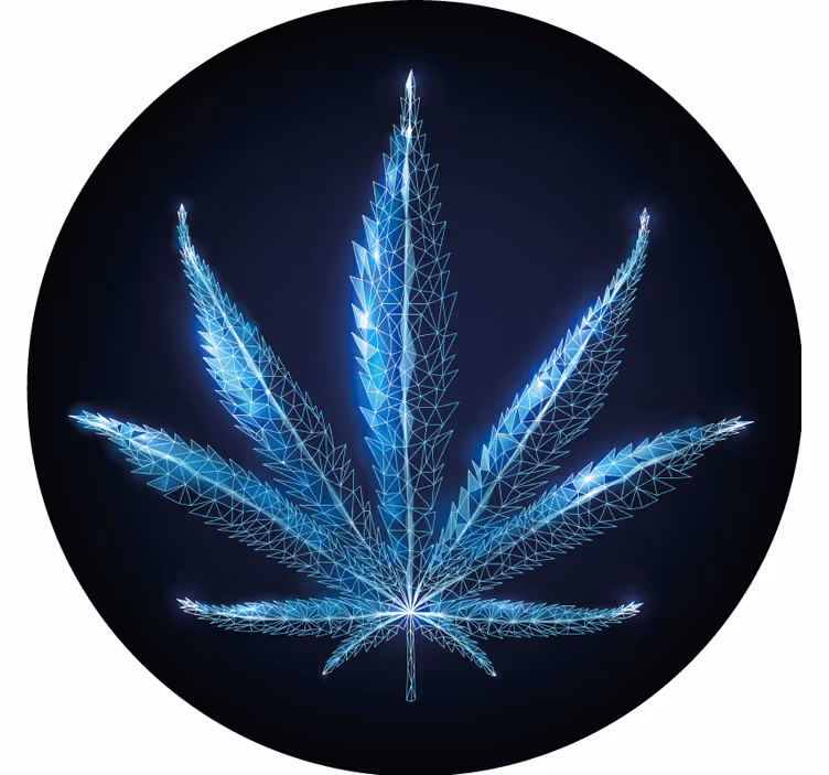 Sirkulær blå marihuana plante underlag moderne - Tenstickers