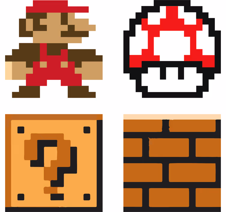 Super mario temaer geek glassbrikke - Tenstickers