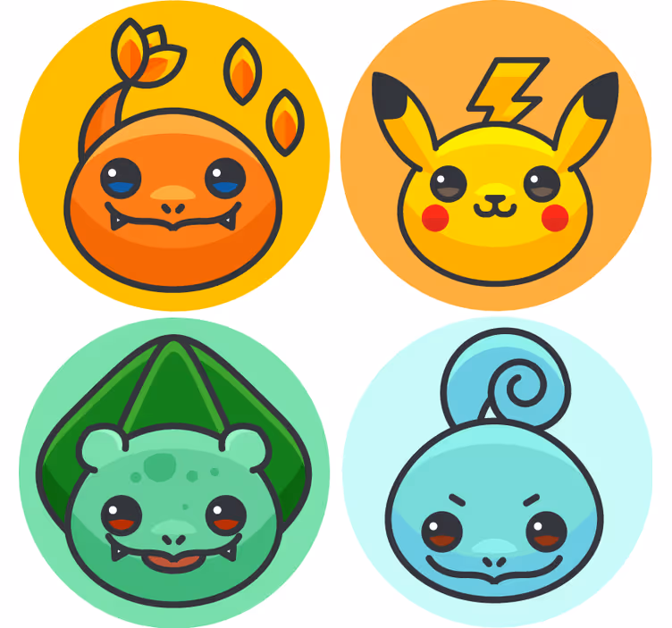 Pokemon-karakterer flere glassbrikke - Tenstickers