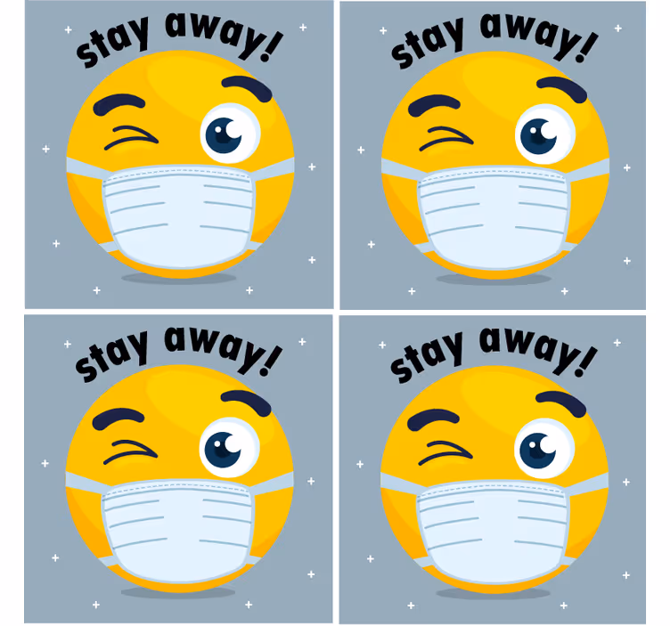 Underlag med blinkende emoji med maske - Tenstickers