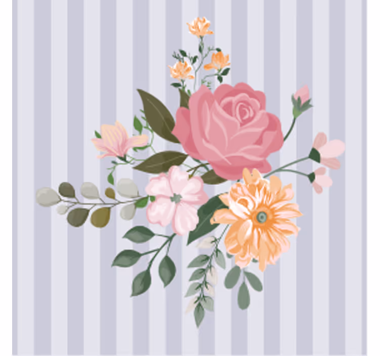 Floral arrangement stripes underlag øl - Tenstickers