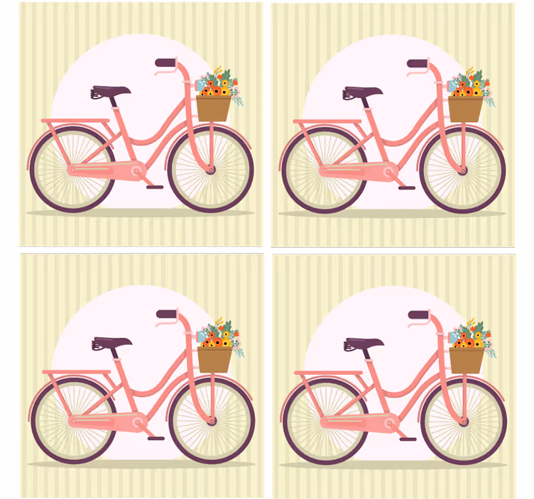 Underlag moderne rosa sykkel med blomster - Tenstickers
