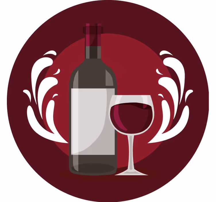 Vinflaske med glas vintage underlag - Tenstickers