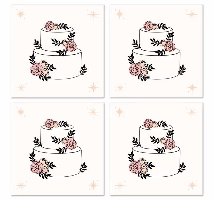 Blomstret kake underlag bryllup - Tenstickers
