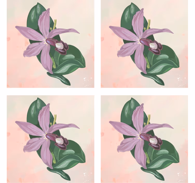 Lilla og grønne blomster underlag moderne - Tenstickers