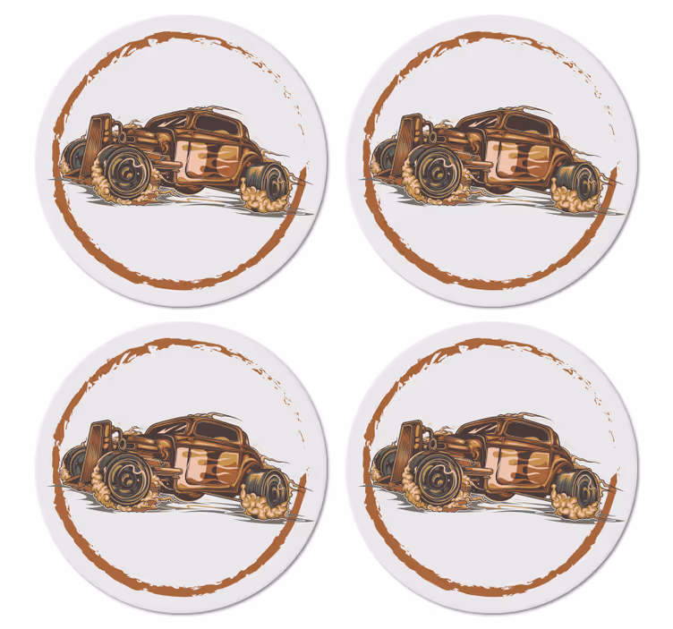 Vintage underlag med klassisk racingbil illustrasjon - Tenstickers
