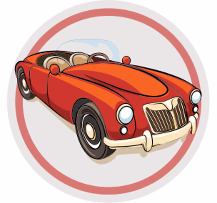 Underlag nerdete vintage rød sportsbil - Tenstickers