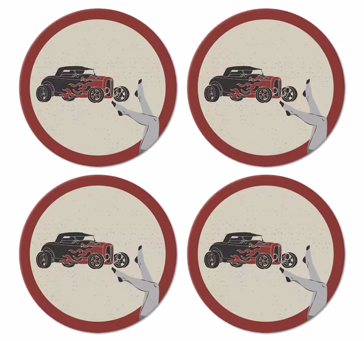 Vintage underlag flammende hot rod - Tenstickers