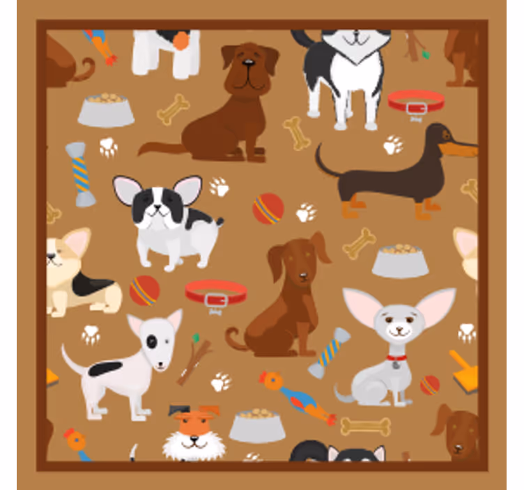 Moderne underlag med lekne hundeillustrasjoner - Tenstickers