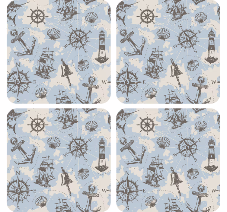 Vintage underlag med nautisk kompass og fyrtårn - Tenstickers